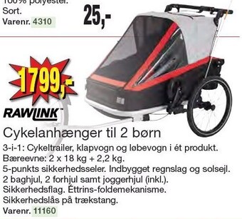 Rawlink cykelanhænger til 2 børn