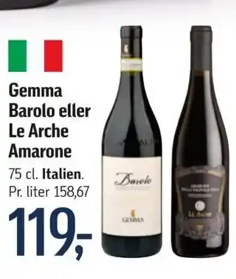 Føtex Gemma Barolo eller Le Arche Amarone tilbud