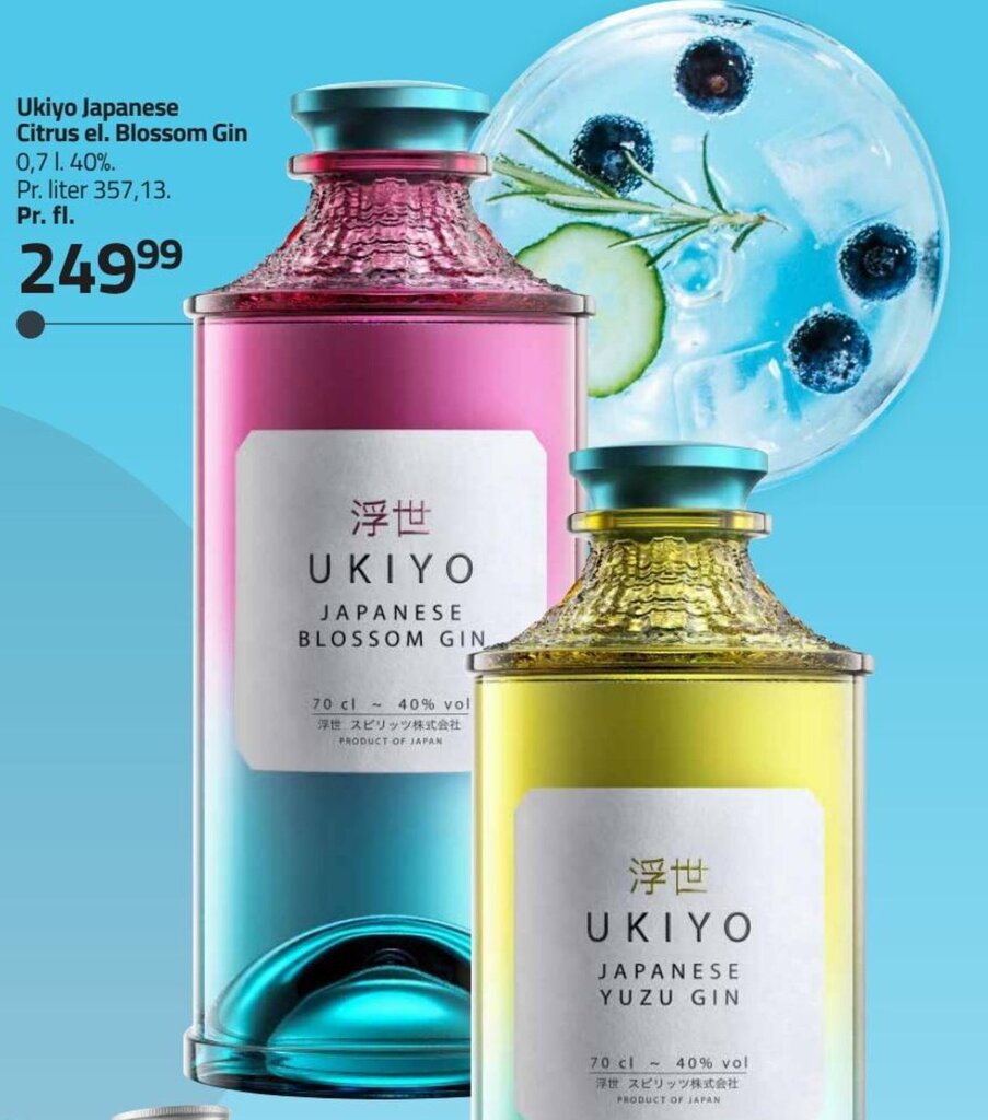 Ukiyo Japanese Citrus el. Blossom Gin tilbud hos Fleggaard