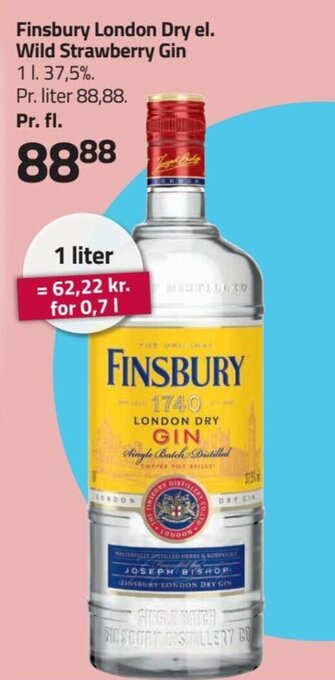 Fleggaard Finsbury London Dry el. Wild Strawberry Gin tilbud