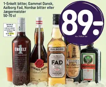 REMA 1000 1-enkelt bitter, gammel dansk, aalborg fad, nordsø bitter eller jægermesiter tilbud