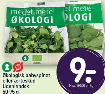 REMA 1000 Økologisk babyspinat eller ærteskud udelandsk tilbud