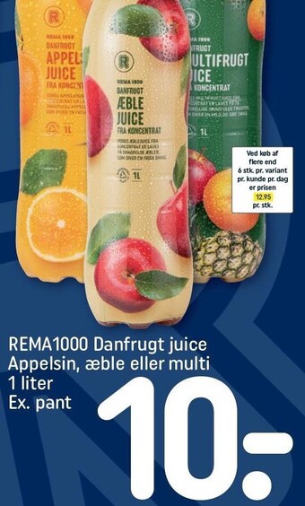 REMA 1000 Rema 1000 danfrugt juice appelsin, æble eller multi tilbud