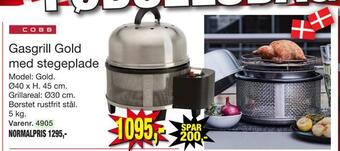 Gasgrill gold med stegeplade