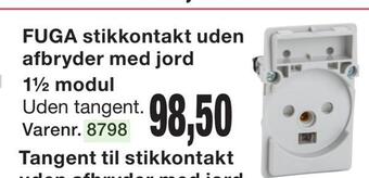 Harald Nyborg Fuga stikkontakt uden afbryder med jord 1½ modul tilbud