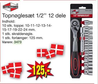 Topnøglesæt 1/2'' 12 dele