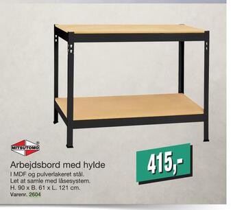 Arbejdsbord med hylde
