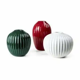 Imerco Kähler hammershøi minivasesæt - h 6-8,3 cm - stentøj - rød/hvid/grøn tilbud