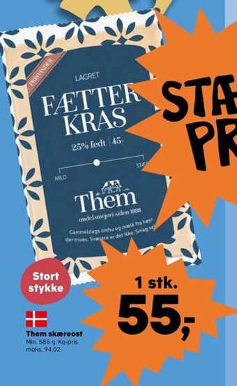 Kvickly Them ost skæreost fætter kras lagret tilbud