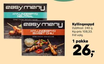 Kvickly Easy meny kyllingespyd tilbud