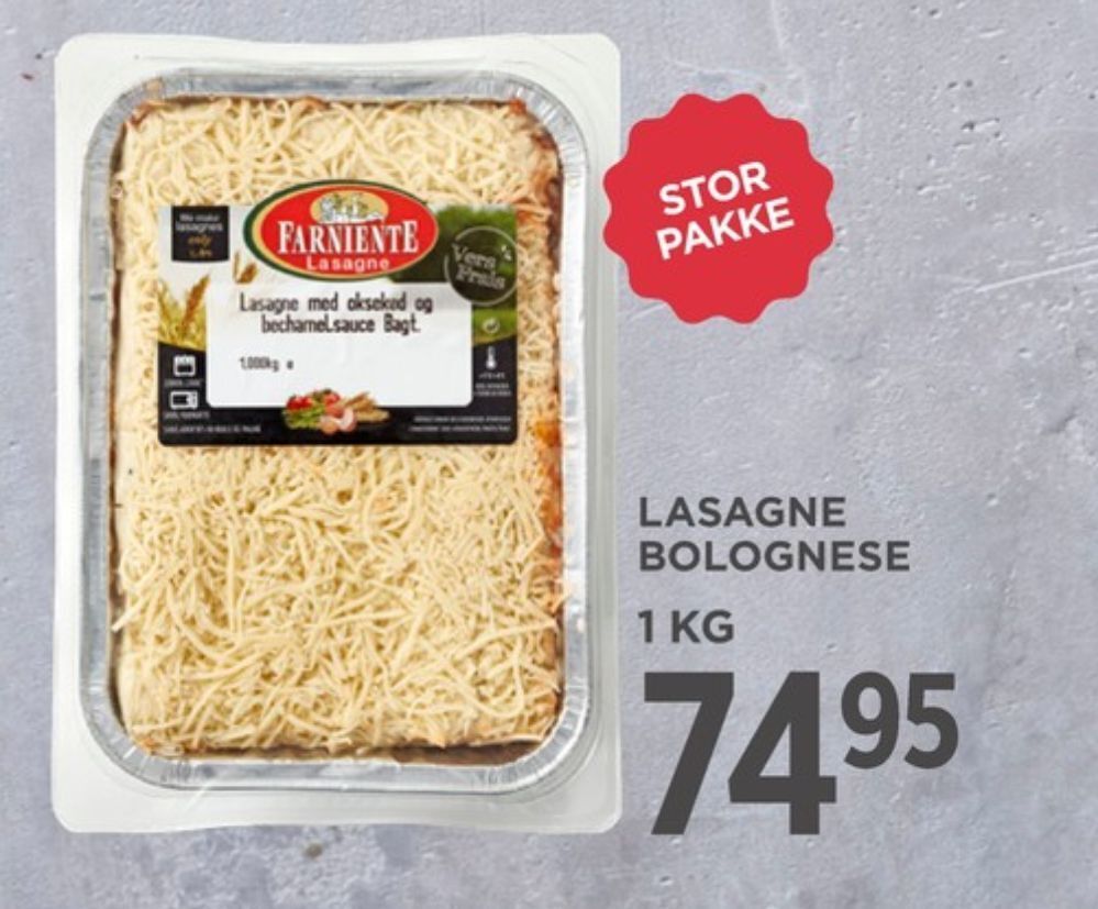 MENY Farniente lasagne tilbud