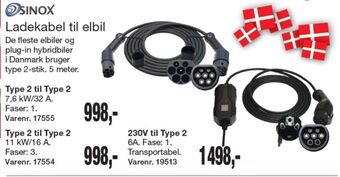 Sinox ladekabel elbil