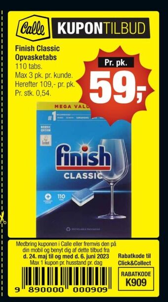 Calle Finish maskinopvask-tabs tilbud
