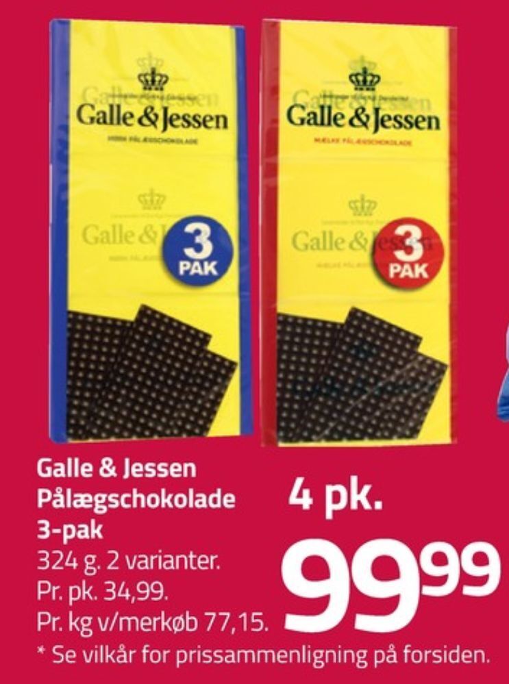 Fleggaard Galle & jessen pålægschokolade mælk tilbud