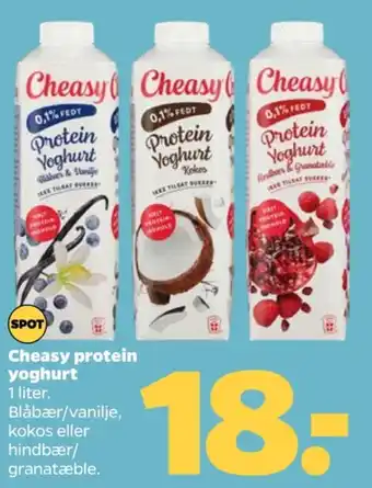 Netto Cheasy yoghurt protein blåbær & vanilje tilbud