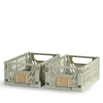 Stabelbar foldekasse grøn 2 stk. 25 x 16.5 x 10 cm