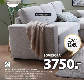 JYSK VEJLBY SOVESOFA MED CHAISELONG tilbud