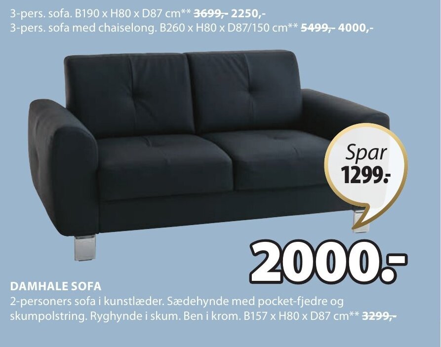 DAMHALE SOFA tilbud hos JYSK
