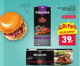ALDI JENSENS Slow cooked spareribs eller pulled pork tilbud
