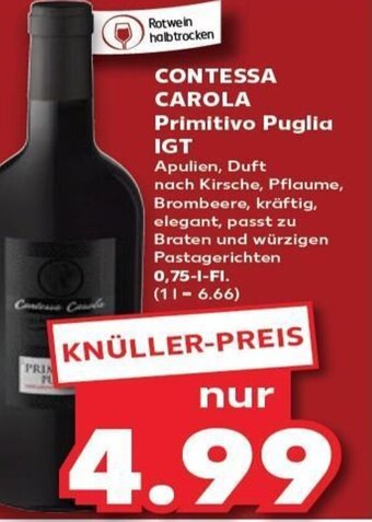 Kaufland DE CONTESSA CAROLA Primitivo Puglia IGT tilbud