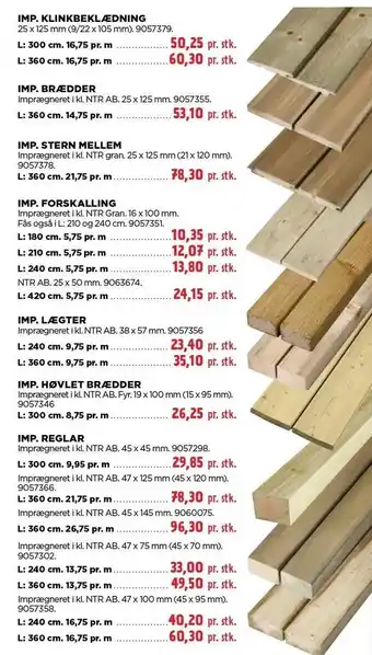 jem & fix Imp. klinkbeklædning, imp. brædder, imp. stern mellem, imp. forskalling eller imp. reglar tilbud