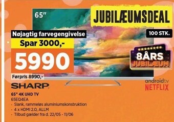 Power Sharp 65 4k uhd tv tilbud
