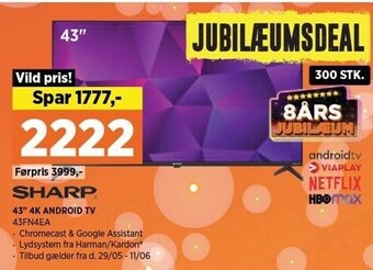 Power Sharp 43 4k android tv tilbud