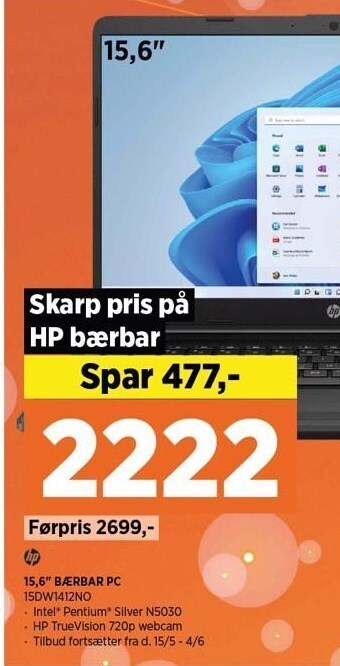 Power Hp 15,6 bærbar pc tilbud