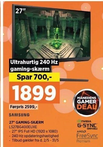 Samsung 27 gaming-skærm