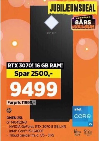 Power Hp omen 25l tilbud