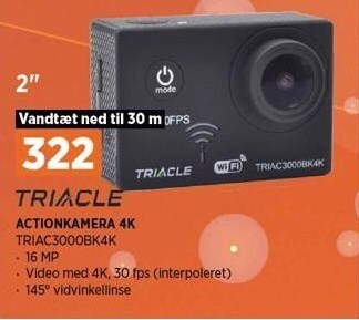 Power Triacle actionkamera 4k tilbud