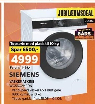 Power Siemens vaskemaskine tilbud