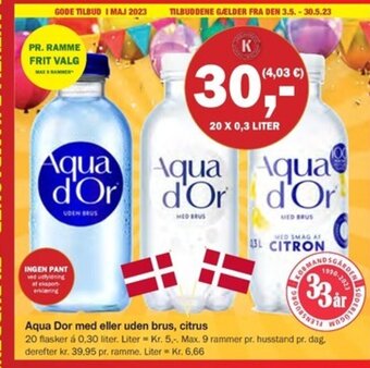 Købmandsgården Aqua Dor med eller uden brus, citrus tilbud