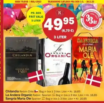 Købmandsgården Chilandia, La Andera Organic, Sangria Maria Ole tilbud