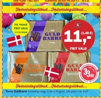 Købmandsgården Toms Guldbarre tilbud