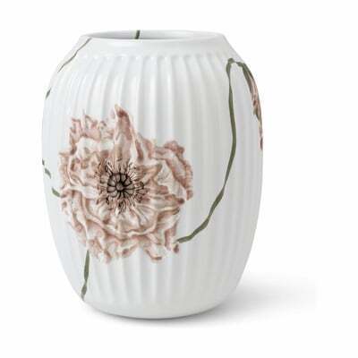 Imerco Kähler hammershøi poppy vase - h 21 cm - porcelæn - hvid m. dekoration tilbud