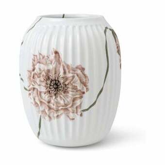 Imerco Kähler hammershøi poppy vase - h 21 cm - porcelæn - hvid m. dekoration tilbud