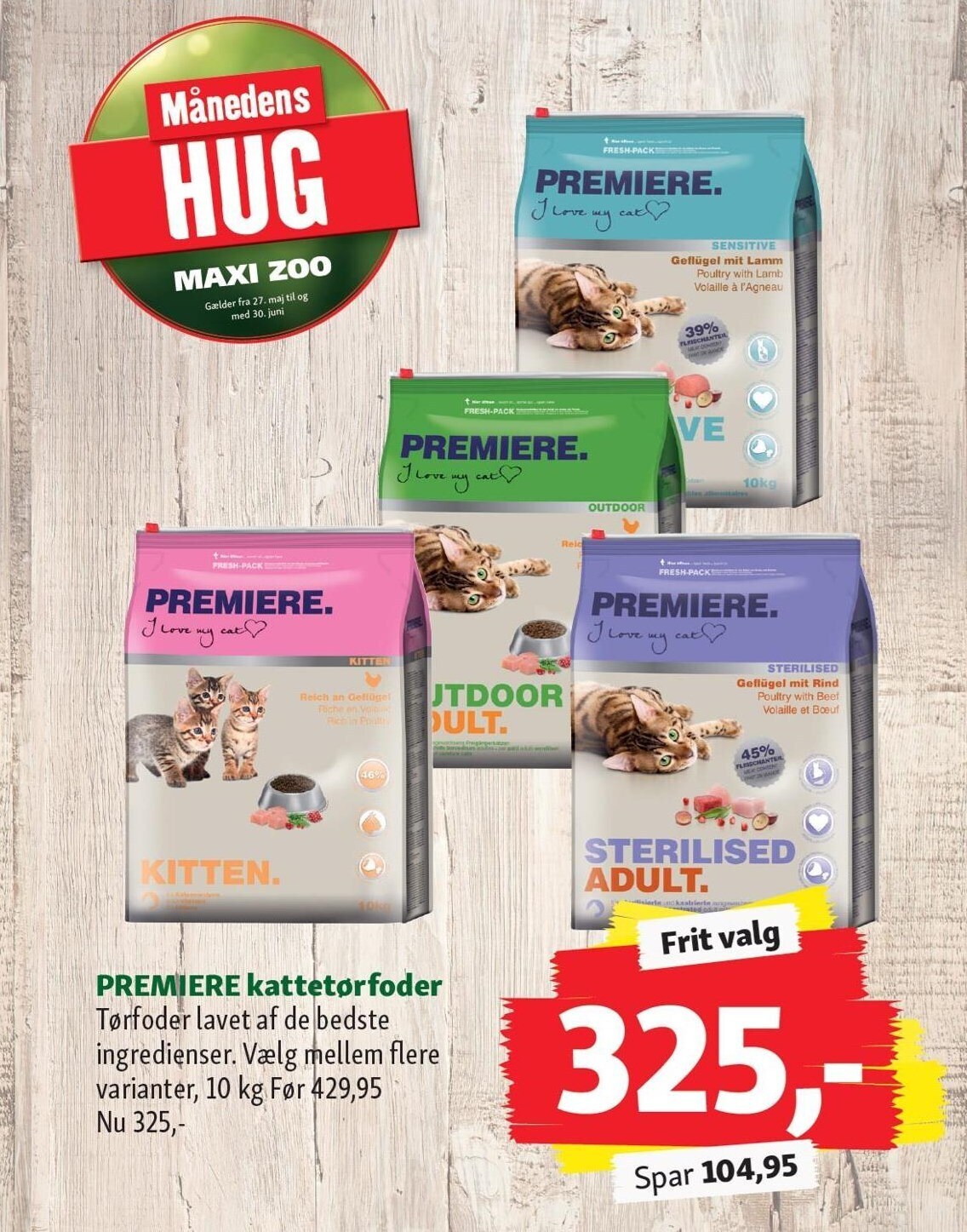 Maxi Zoo Premiere kattetørfoder tilbud