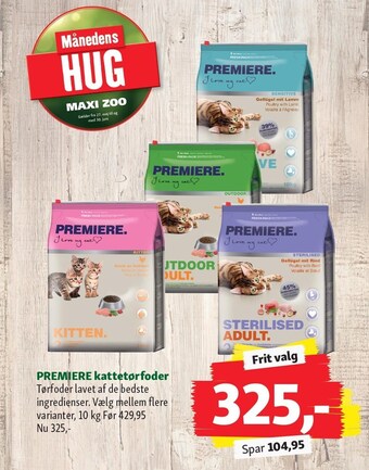 Maxi Zoo Premiere kattetørfoder tilbud