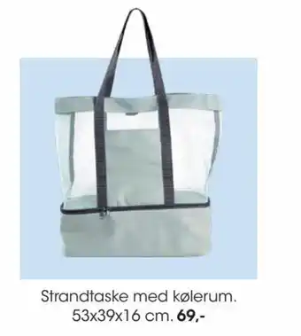Strandtaske med kølerum. 53x39x16 cm.