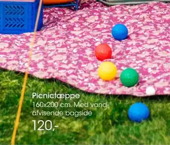 Bilka Picnictæppe 160x200 cm. Med vand-afvisende bagside tilbud