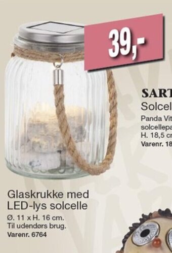 Harald Nyborg Glaskrukke med LED-lys solcelle tilbud