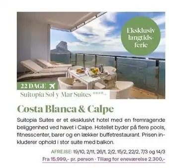 Vitus Rejser Costa blanca & calpe tilbud