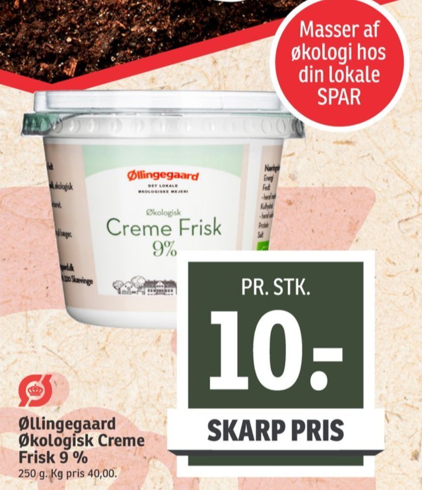 SPAR Øllingegaard creme fraiche 9 % tilbud