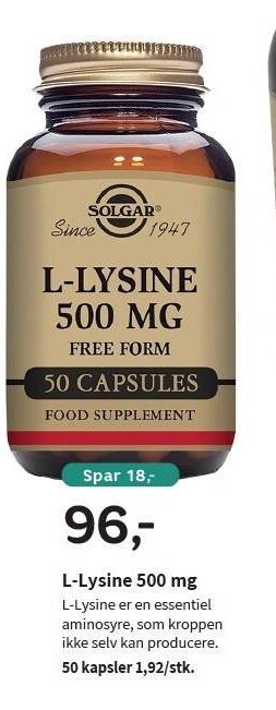 Helsam L-lysine 500 mg tilbud