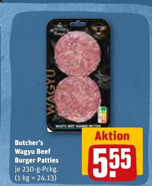 Butcher's Wagyu Beef Burger Patties tilbud hos REWE