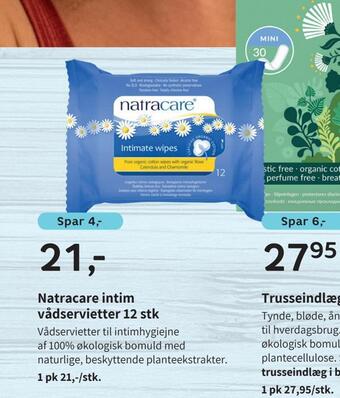 Helsam Natracare intim vådservietter 12 stk tilbud