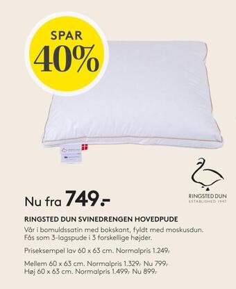SENG Ringsted dun svinedrengen hovedpude tilbud