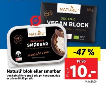 Lidl Naturli' blok eller smørbar tilbud