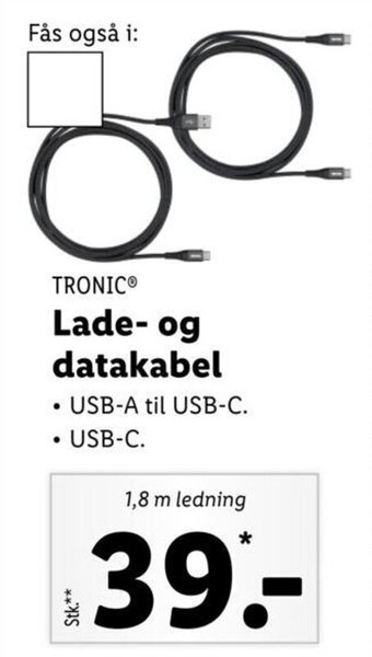 Lidl TRONIC® Lade- og datakabel tilbud